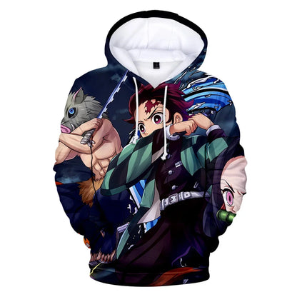 Demon Slayer: Kimetsu No Yaiba Hoodies Sweatshirts Black White Checkered Pattern Full Hoodies Casual