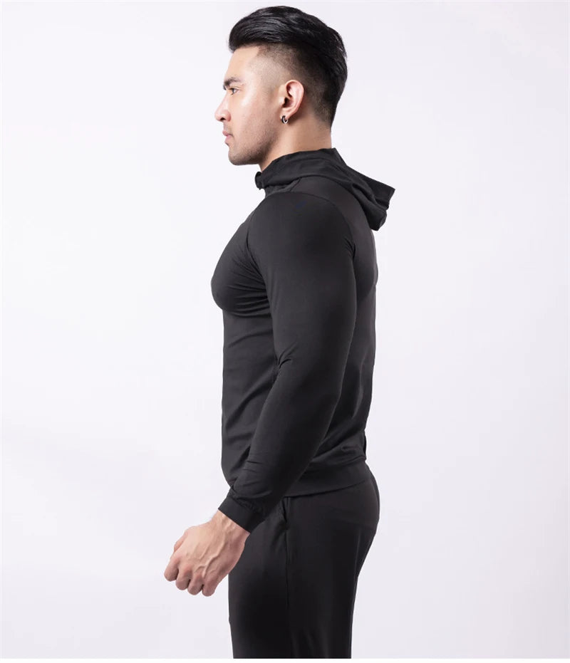 Baki: Print Fitness Running Jackets for Men Sports Athletic Hooded Coats Quick Dry Stretch Outwear Long Sleeve Zip Up Tops