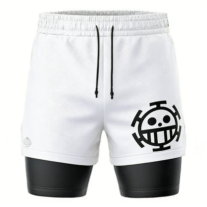 One Piece: Mesh Double-layer Shorts Streetwear Anime Summer 2026 New Y2k Casual Running Gym Workout Quick-drying Pants