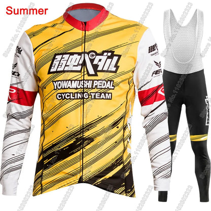 YOWAMUSHI PEDAL:Cycling Jersey 2025 Set Team Long Sleeve Cycling Clothing Bike Thermal Jacket Suit Pants Bib MTB Ropa Maillot