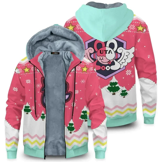 One Piece: Velvet Thick Warm Winter Oversized Hoodie Coat Zip Up Sweatshirt Winter Top Plus Size Coat Plush Jacket