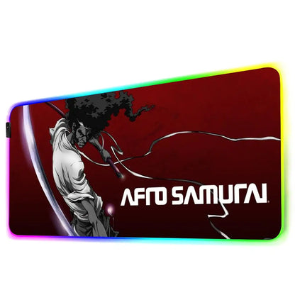 Afro Samurai: Mouse Pad RGB Gaming Mousepad Big LED Pad PC Desk Mat Luminous Mouse Pad Large Keyboard Mats Table Rug With Backlit