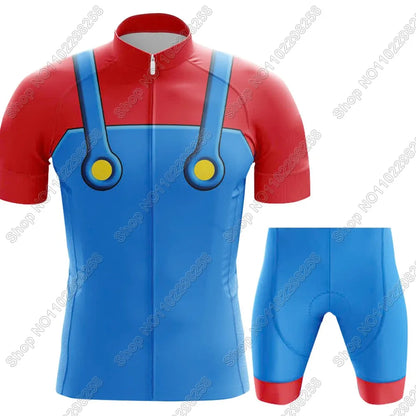 Super Mario: Mario and Luigi theme colors-- Cycling Jersey Set Men Funny Cycling Clothing Summer Road Bike Shirt Suit Bicycle Bib Shorts MTB Maillot