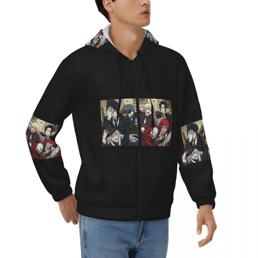 Sebastian Anime Black Butler Zipper Hoodie Harajuku Pullover Autumn Winter Men's Women's Sweatshirts Long Sleeve Tops