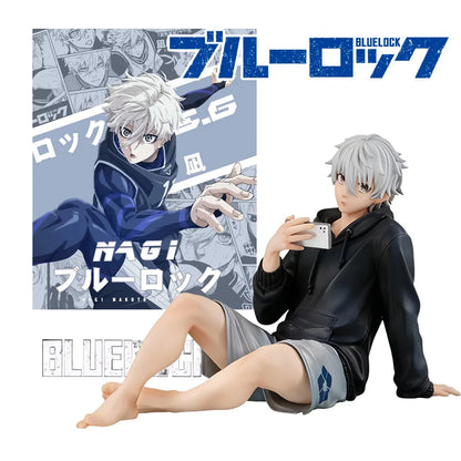 Blue Lock Nagi Seishiro Anime Figure Sitting Figurine PVC Collectible Model Kids Doll Toys Gifts