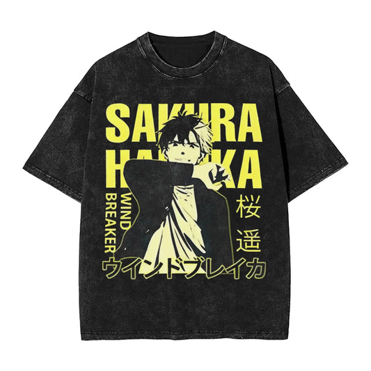 Wind Breaker: Jo Togame Washed T Shirt Novelty Harajuku Oversize Tee T-Shirts 100% Cotton