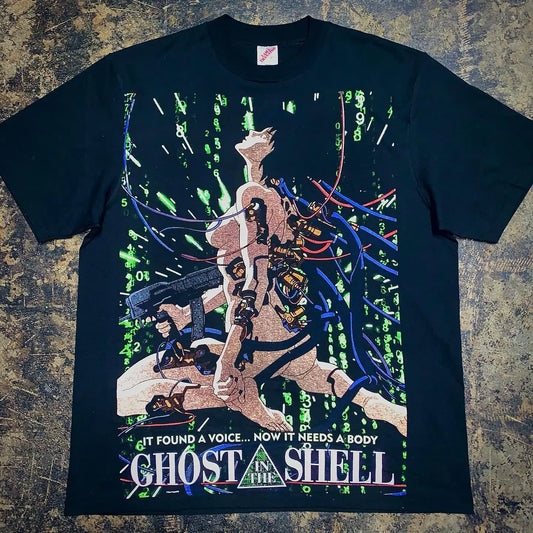 Ghost in the Shell: by anime print short sleeves loose plus size vintage high street t-shirt for men and women