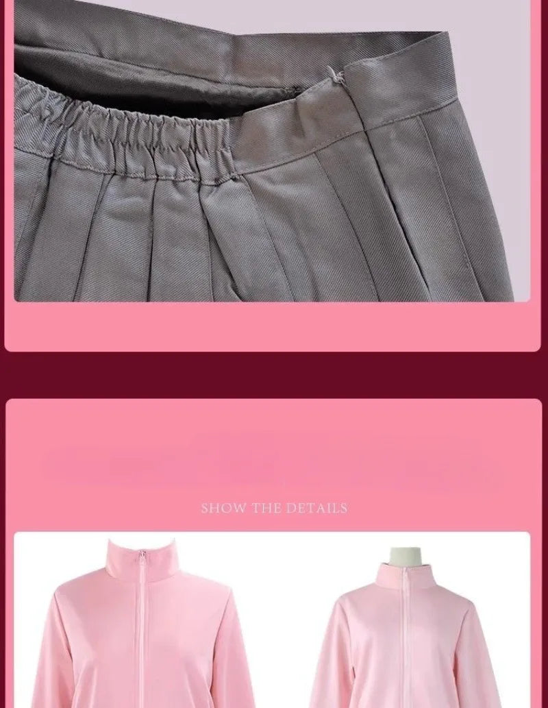 Bocchi The Rock:  Cosplay Gotoh Hitori Costume The Rock Pink School JK Uniform Sportswear Coat Skirt Full Set for Women Girls