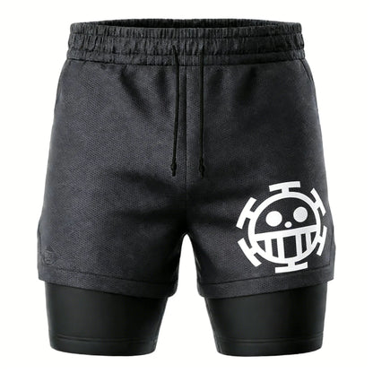 One Piece: Mesh Double-layer Shorts Streetwear Anime Summer 2026 New Y2k Casual Running Gym Workout Quick-drying Pants