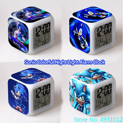 Sonic The Hedgehog: 8x8x8cm Kawaii Colorful Alarm Clock Kawaii Anime Peripherals High-Value Creative Led Color-Changing