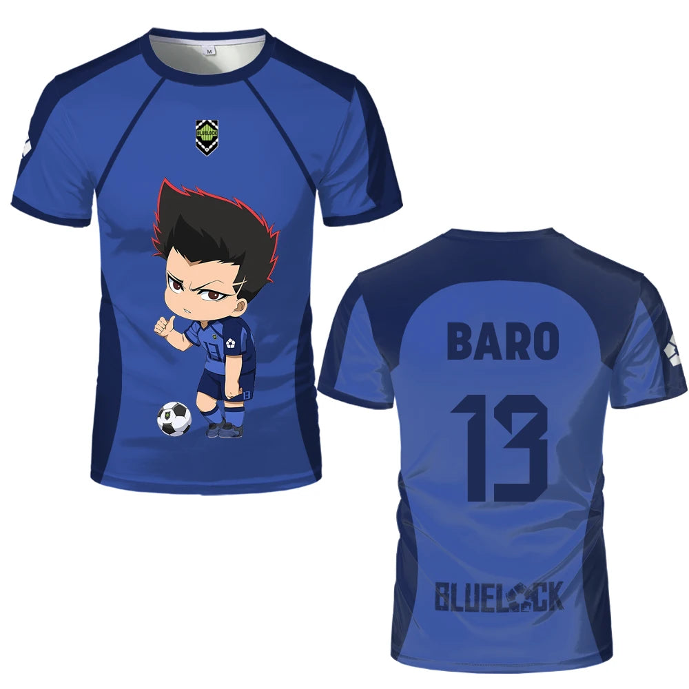 Blue Lock: (KIDS) Eleven Jersey Isagi Nagi Cute Pattern T-shirt Character Print Tops Kid's T Shirts