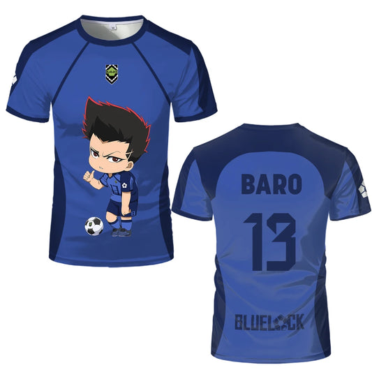 Blue Lock: (KIDS) Eleven Jersey Isagi Nagi Cute Pattern T-shirt Character Print Tops Kid's T Shirts