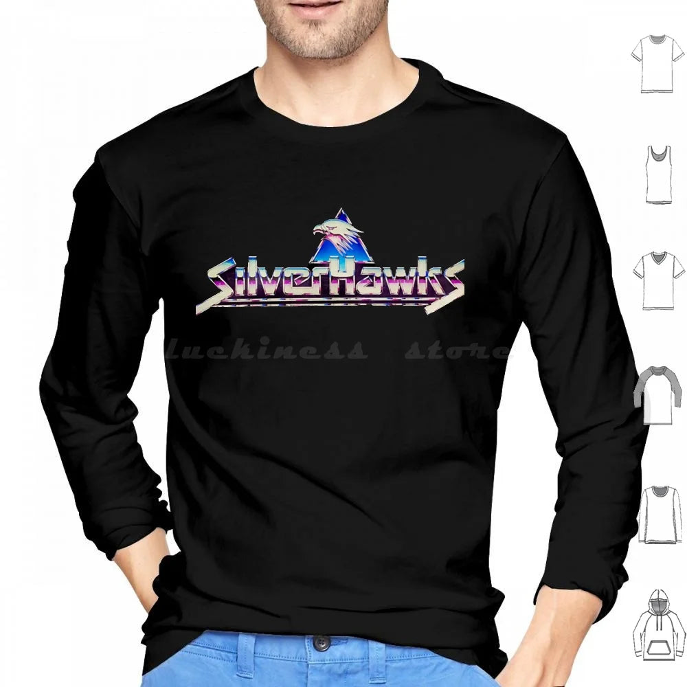 Silverhawks: Logo Hoodies Long Sleeve Thundercats 80s Retro He Man Cartoon Thundercat Vintage Cartoons Silverhawks