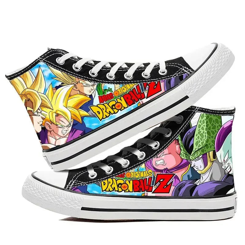Dragon Ball:  Hand-painted graffiti printing men's high-top canvas shoes goku