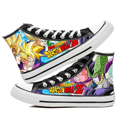 Dragon Ball:  Hand-painted graffiti printing men's high-top canvas shoes goku