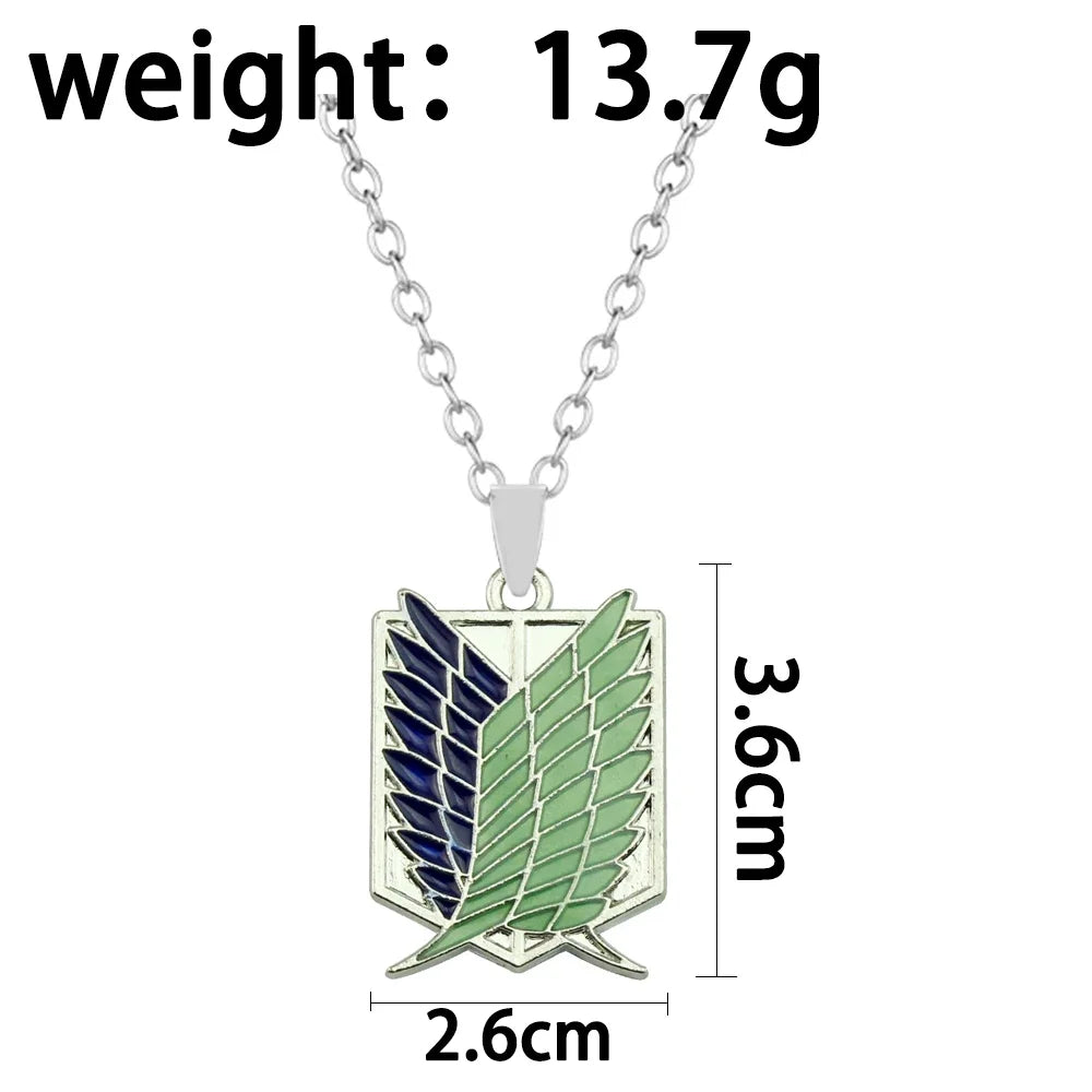 Attack On Titan: Necklace Wings Of Liberty Freedom Scoring Legion Logo Alloy Fluorescent Necklace Fan Gift