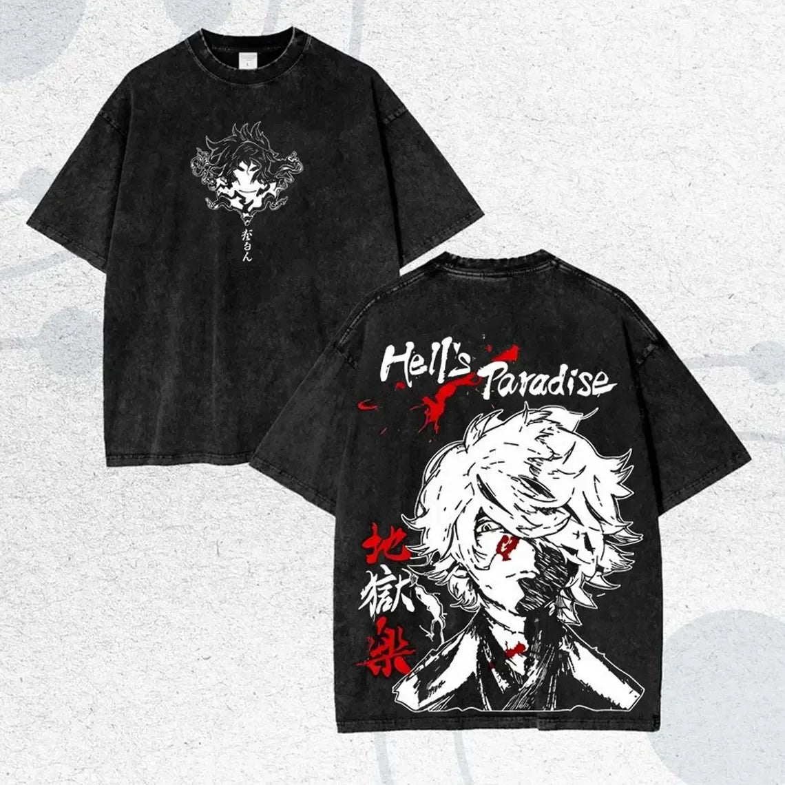 Hell's Paradise: Gabimaru  Vintage Anime T-Shirt Mens Casual Shirt Men's 2026 Summer Fashion Oversize Street Harajuku Y2K Clothing