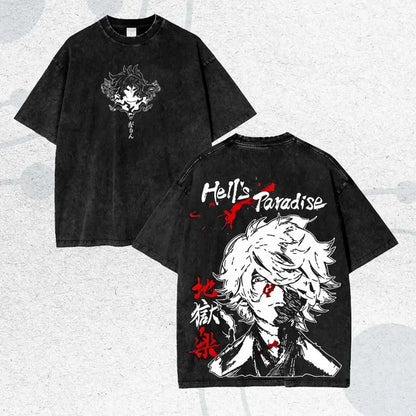 Hell's Paradise: Gabimaru  Vintage Anime T-Shirt Mens Casual Shirt Men's 2026 Summer Fashion Oversize Street Harajuku Y2K Clothing