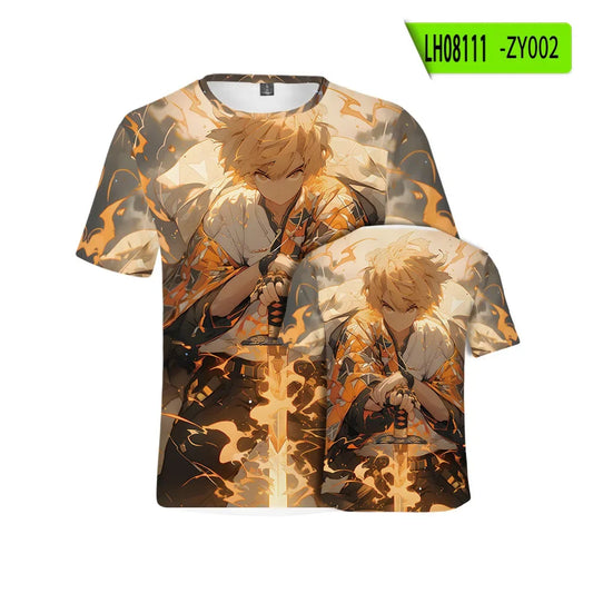 Demon Slayer: Kamado Tanjirou  T shirt 3D  Short Sleeve Y2k Tees