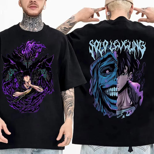 Solo Leveling: T Shirt Men Sung Jinwoo Graphic Tees Harajuku Short Sleeve