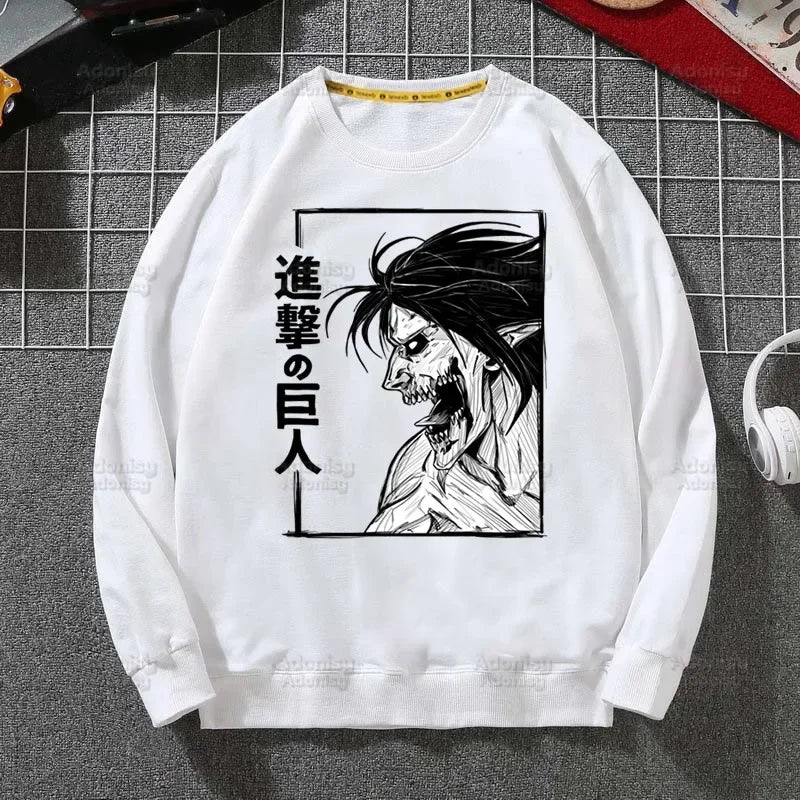 Attack on Titan Fleece Sweatshirts Harajuku Streetwear Autumn Spring Shingeki No Kyojin Anime O Neck Pullover Hoody Mens