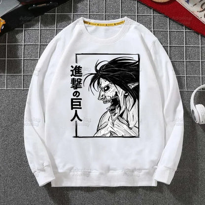 Attack on Titan Fleece Sweatshirts Harajuku Streetwear Autumn Spring Shingeki No Kyojin Anime O Neck Pullover Hoody Mens
