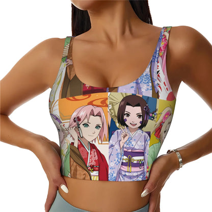 Naruto :Sasuke Uchiha Orochimaru  Sports Bra Women's Anime  Gym Workout Yoga Crop Top