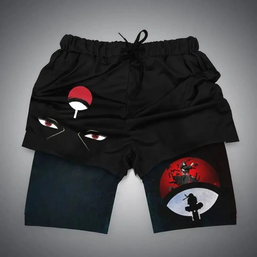 Naruto: Anime Shorts Men's Double-layer 2-in-1 Sports Shorts Fitness Basketball Shorts