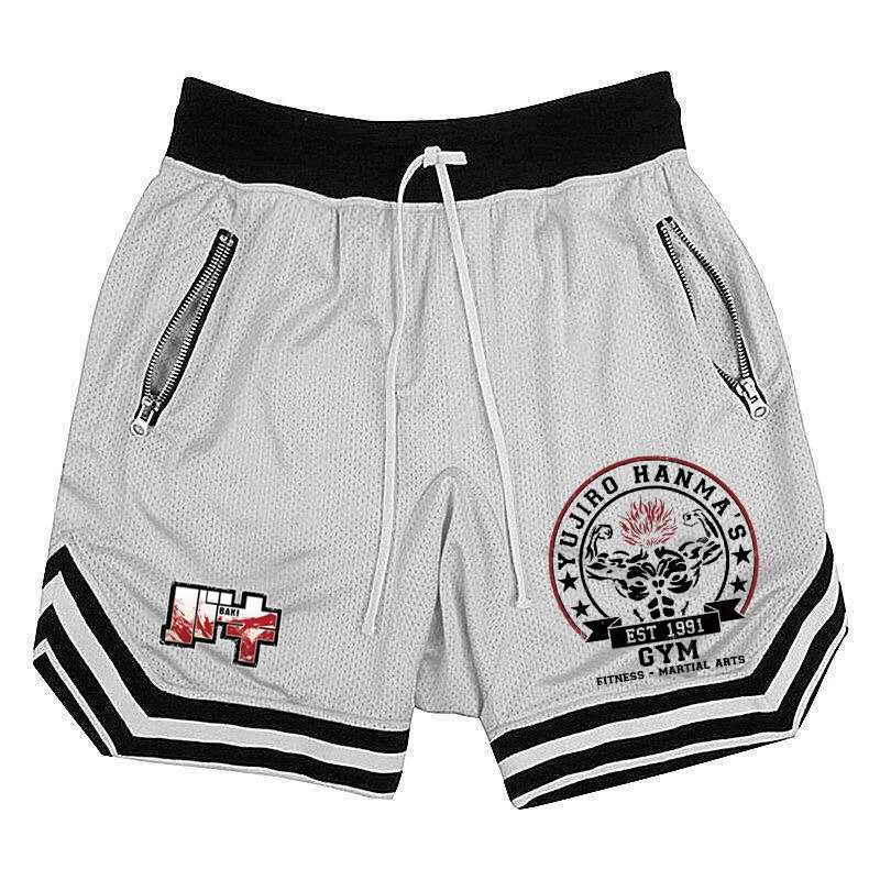 Baki Hanma: Active Athletic Shorts for  Print Breathable Quick Dry Basketball Shorts with Zippered Pockets Gym Fitness