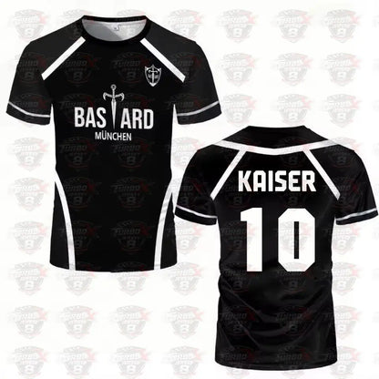 Blue Lock: Anime Shirt Black And White Maillot Men's Football T-shirt Kaiser Isagi Training Breathable Sports Men's T-shirt