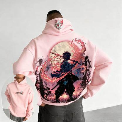 Demon Slayer: Men's Hoodie Sweatshirt Kamado Tanjirou Anime Spring Autumn and Winter Boy Warm Long-sleeved Parent-child Outfit