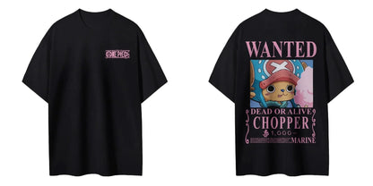 One Piece: Men's Fashion Portgas D. Ace Anime Print T-Shirt, Summer Trend, 100% Cotton, Casual Loose Short Sleeve