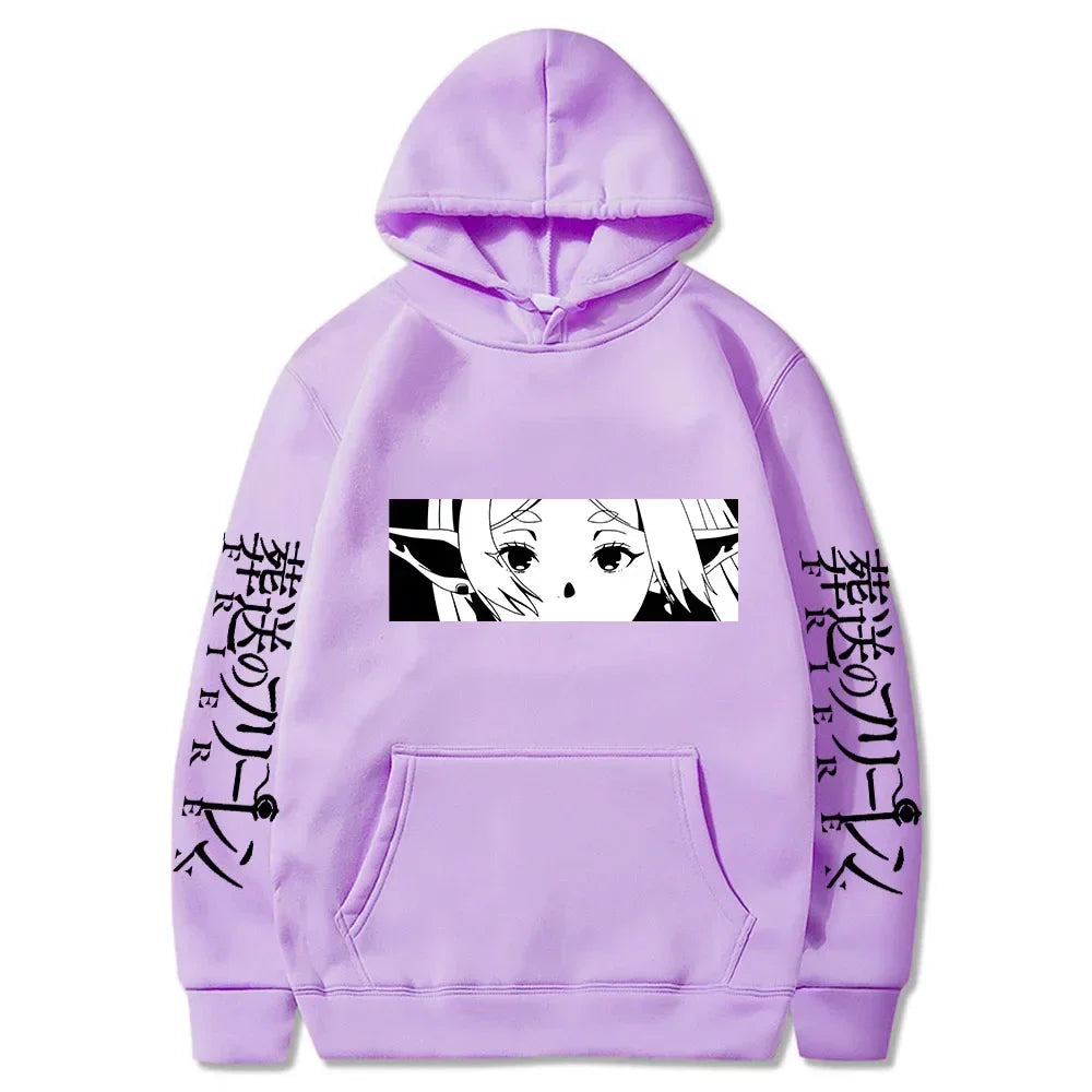 Frieren: Beyond Journey's End Women Sweatshirts Frieren Eyes Printed Hoodies Plus Size Long Sleeve Casual Pullovers