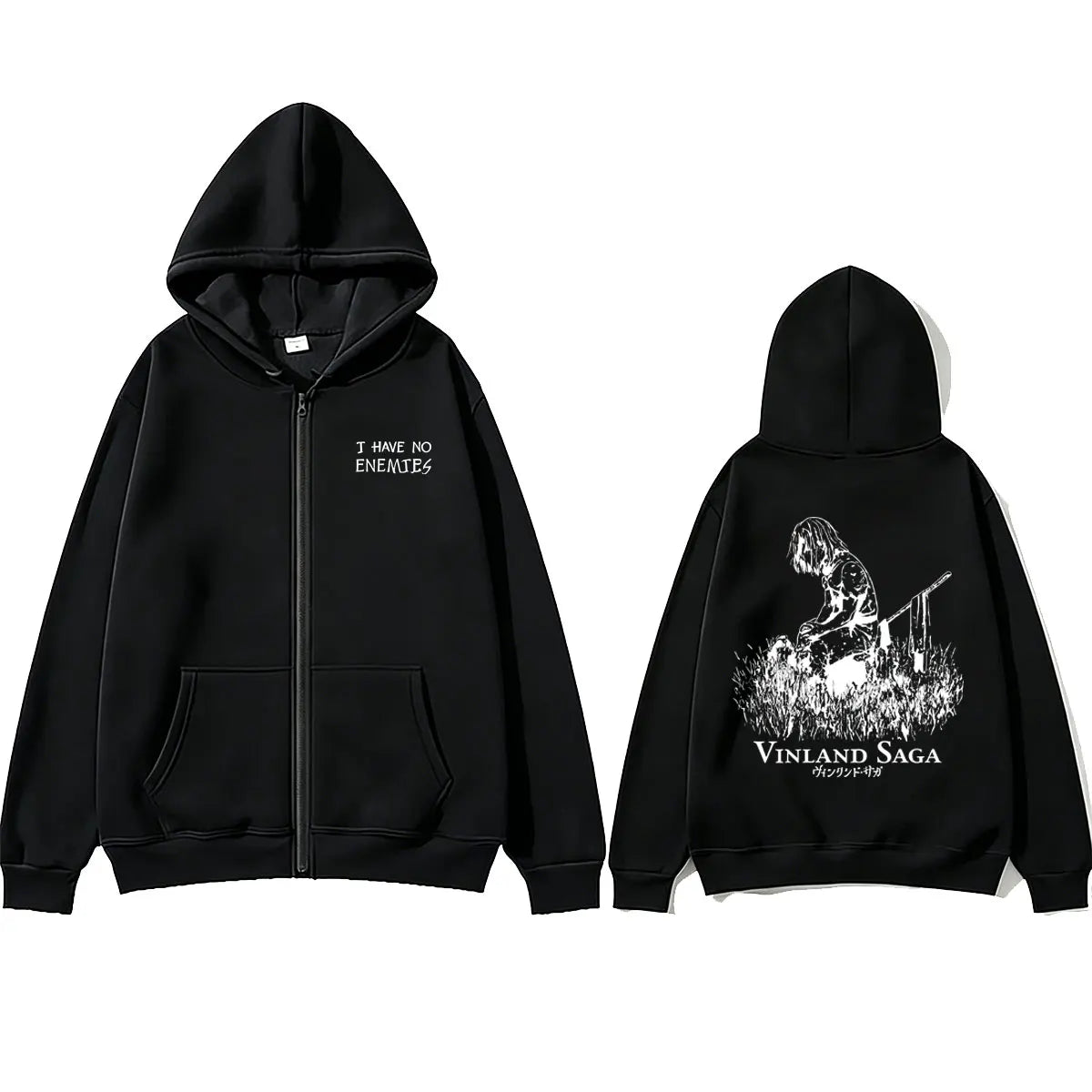 Anime Vinland: Saga Thorfinn I Have No Enemies Zipper Hoodie Men's Women Manga Casual Oversized Zip Up Jacket Male 90s Streetwear