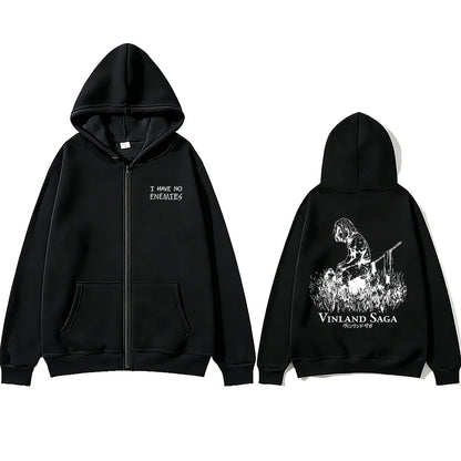 Anime Vinland: Saga Thorfinn I Have No Enemies Zipper Hoodie Men's Women Manga Casual Oversized Zip Up Jacket Male 90s Streetwear