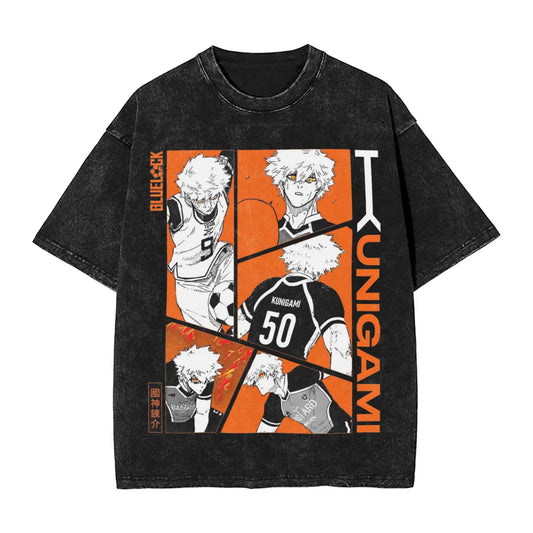 Blue Lock: ISAGI YOICHI T Shirt Printed Cotton Washed  Retro T-Shirts