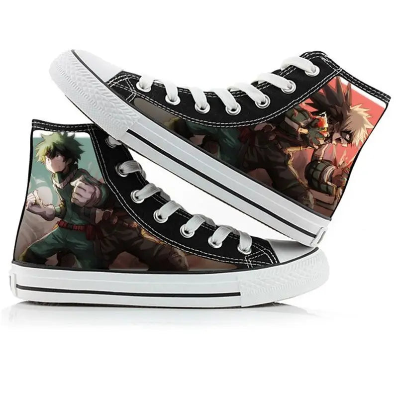 My Hero Academia: high-top canvas shoes anime Izuku Midoriya student capplet shoes breathable and comfortable holiday gift