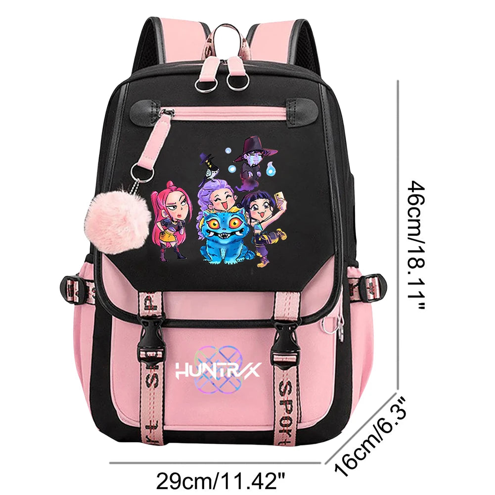 K-Pop Demon Hunters -  Bookbag Student Anime Kawaii School Bags USB Charging Backpack Teenagers Large Capacity Slayer Rucksack