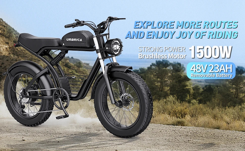 Yowamushi Pedal: Electric Bike for Adults 3000W 1500W 32MPH 48V 23AH Max 75Miles Electric Motorcycle 20" Fat Tire Dirt Bike Shamano 7-Speed EBike