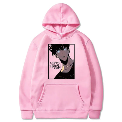 Solo Leveling: Hoodie Sung Jin Woo Printed Hooded Streetwears Winter Warm Fleece Sweatshirt Plus Size Pullover