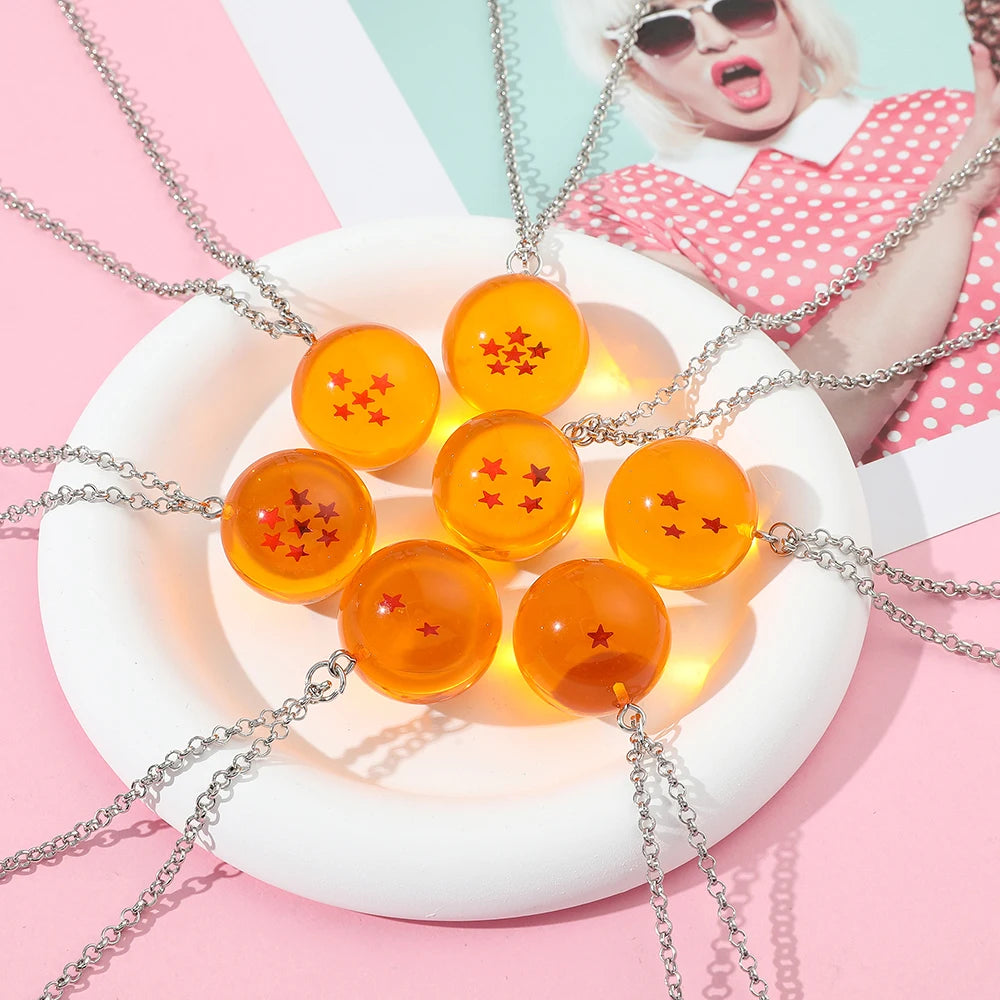 Dragon Ball:Series 1-7 Planet Necklace, Goku Ball Pendant Metal Necklace for Men and Women Cosplay Accessories