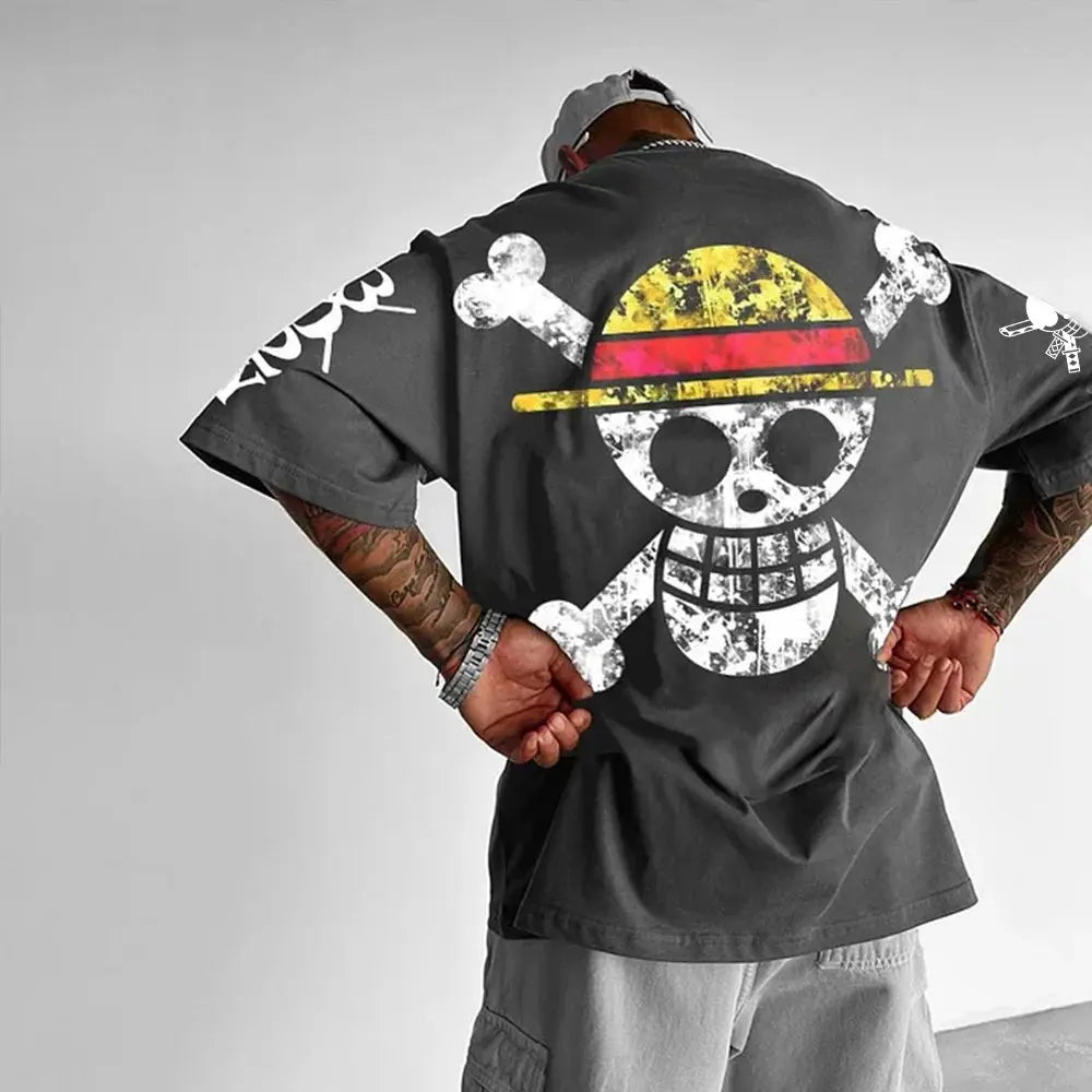 One Piece: Japanese Anime Men's T-Shirt Cotton Y2K Harajuku Street Trend Boys Children's Boys and Girls  Short Sleeves