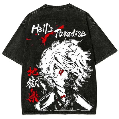 Hell's Paradise: Gabimaru  Vintage Anime T-Shirt Mens Casual Shirt Men's 2026 Summer Fashion Oversize Street Harajuku Y2K Clothing
