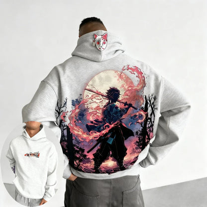 Demon Slayer: Men's Hoodie Sweatshirt Kamado Tanjirou Anime Spring Autumn and Winter Boy Warm Long-sleeved Parent-child Outfit