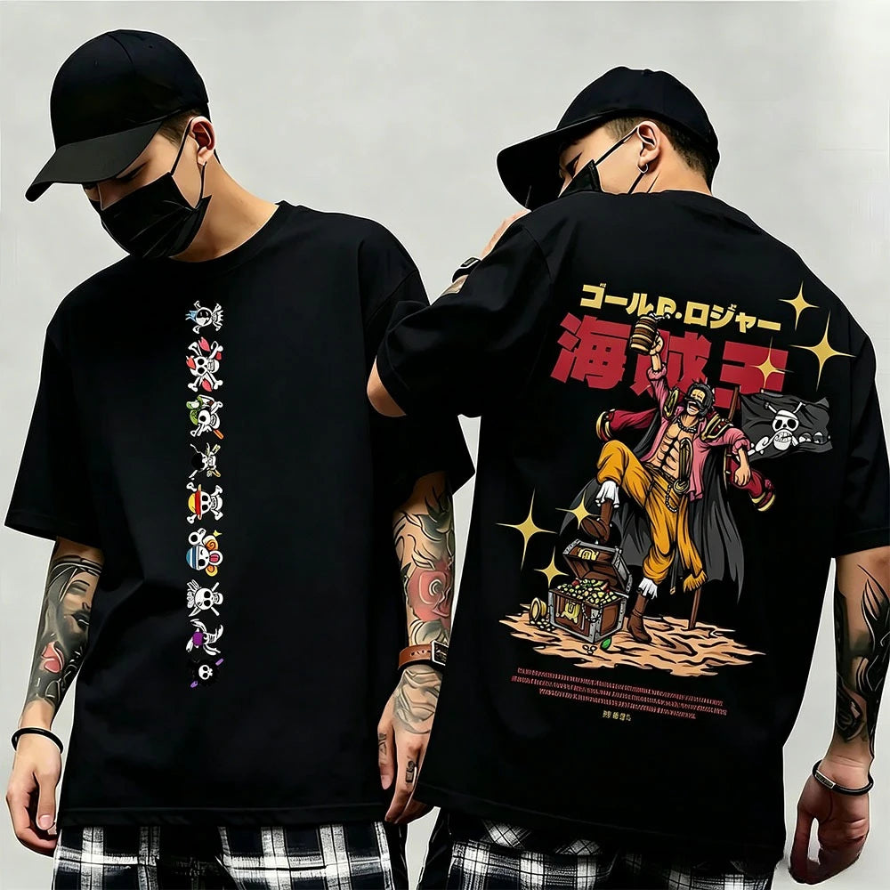 One Piece: Summer New Arrival: Pattern T-shirt, unisex, anime print, casual short-sleeved, fashionable streetwear top, Y2K style.