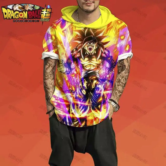 Dragon Ball: T-shirt Men Trend Z GOKU Men's Hooded Essentials 3XL Tops Fashion High Quality Harajuku Style Z Short Sleeve 2025