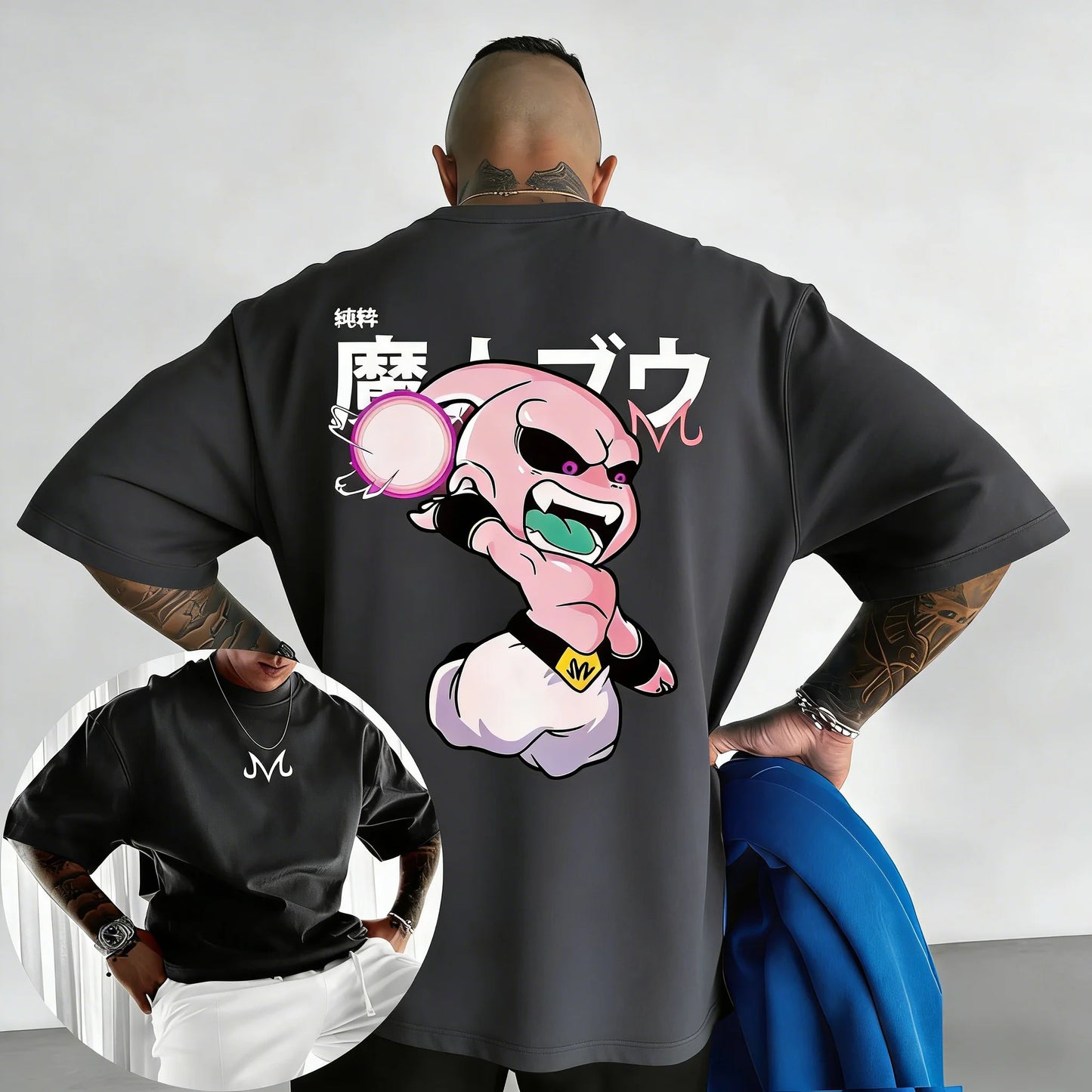 Dragon Ball: Anime Cotton T-shirt Summer New Majin Buu Printed Men's and Women's Street Hip Hop Casual Short Sleeve Top