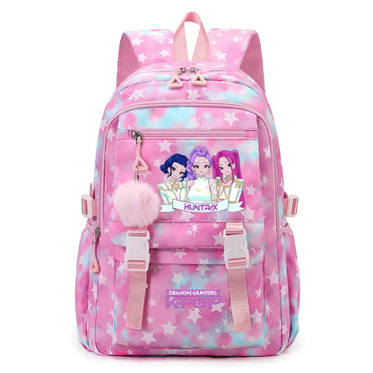 KPop Demon Hunters: Student Backpack Large Capacity Schoolbag Teenagers Student Backpack Women's Travel Laptop Bagpack