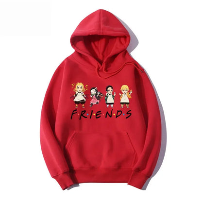 Demon Slayer: Friends Printed Hoodies Cotton Casual Pullover Unisex Sweatshirts Men