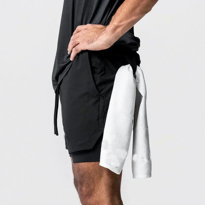 Dragon Ball Goku Anime Gym Shorts Men Double-layer 2-in-1 Sports Pants New Summer Japanese Cartoon Print Beach Pants Streetwear